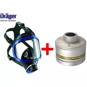 Drager X-plore 6300 Tek Filtreli Tam Yüz Gaz Maskesi + Rd40 A2b2e2k1 Filtresi DRAGER6300+RD40